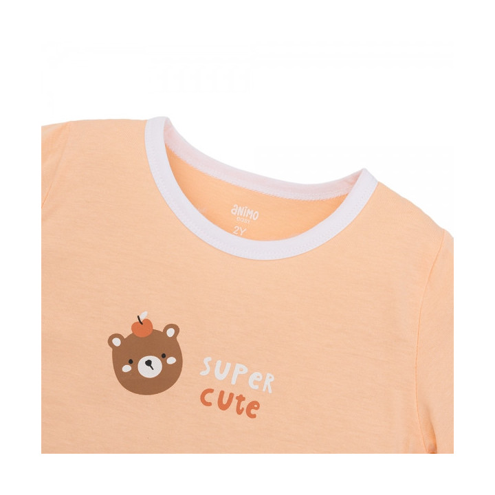 Long-sleeved Girls' Set (1-4Y, Milk Orange-White, TT01)