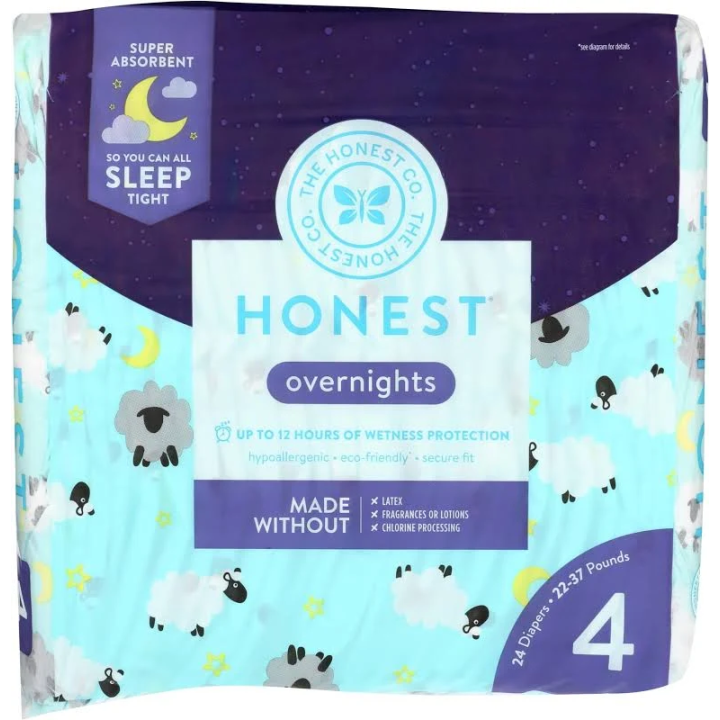 The Honest Company Overnight Diapers Sleepy Sheep Size 4